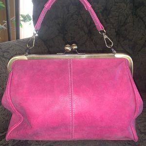 Retro Pink Handbag, Clutch, and Cros…
